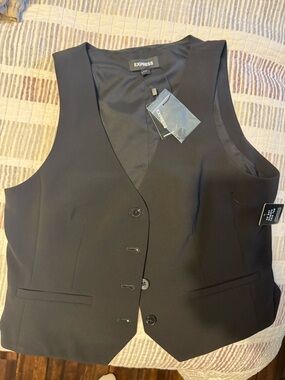 Express Black Vest with Button Details